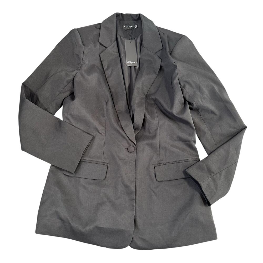 Nasty Gal Women's Oversized Black Long Sleeve Tailored Blazer Size 2